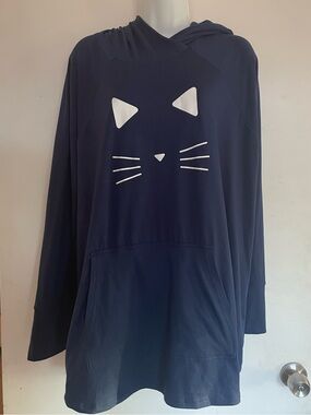 LuLaRoe Navy Blue Cat Face Hoodie